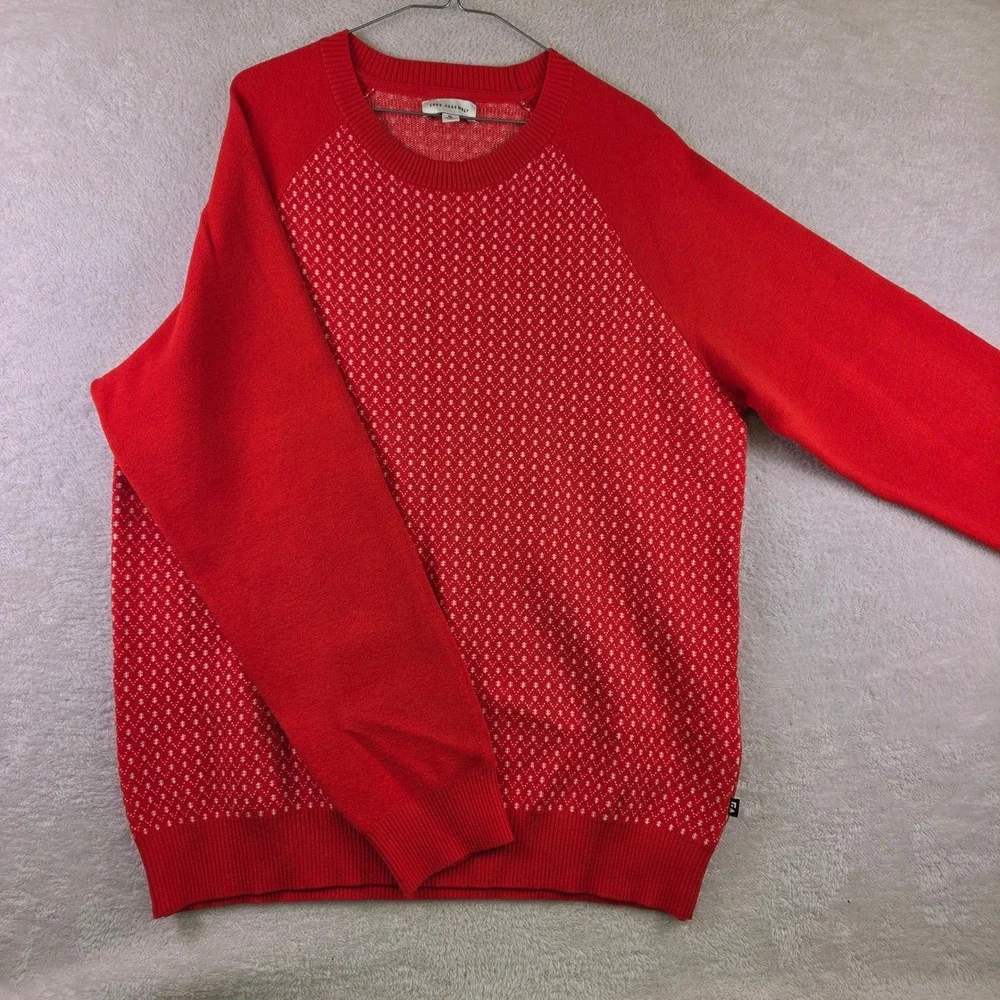 Free Assembly Mens XL Red Birds Eye Knit Raglan Crewneck Sweater Pullover